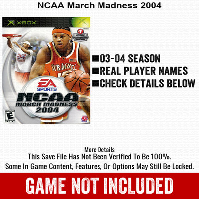 NCAA March Madness 2004 Roster Season Update Xbox USB Save File Real Names