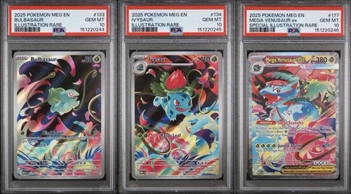 2025 Pokemon #133 #134 #177 Bulbasaur Ivysaur Mega Venusaur PSA 10 Seq