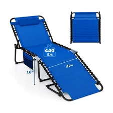 Goplus Extra Large Lounge Chair Outdoor, 27” Wide Folding 5-Position Tanni