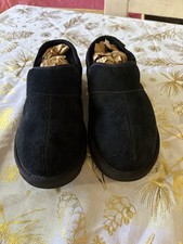 UGG Suede and Shearling Lined Slip-On Sandals Size 9 BLACK