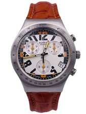 Swatch Chrono Swiss Made YCS466/120 Steel/Leather Super Discounted New