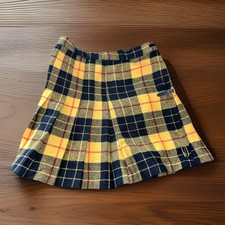 Vintage 1970  s 1980  s Crazy Horse Wool Plaid Pleated Kilt Skirt 9/10 Yellow
