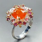 Handmade 4 ct+ Natural Spessartite Ring 925 Sterling Silver Size 8 /R461945