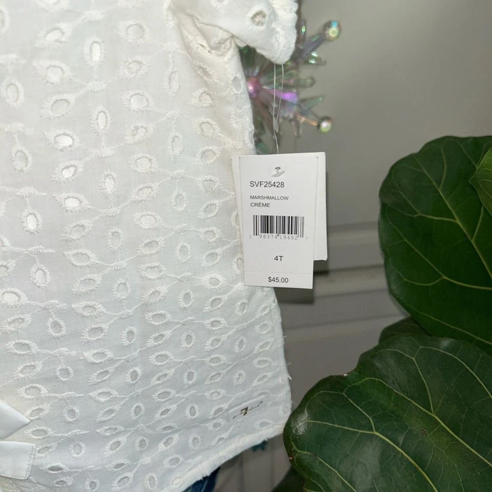 NEW 7 for all Mankind Toddler Set: Eyelet Top w/ Jean Shorts Size 4T Foto 4 de 4