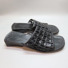 Cole Haan Country Black Leather Slides, Open Toe Slip-on, Sandals 6B