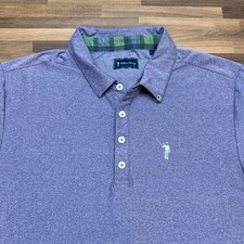 William Murray Golf Polo Shirt L Purple Heather Plaid Trim Performance