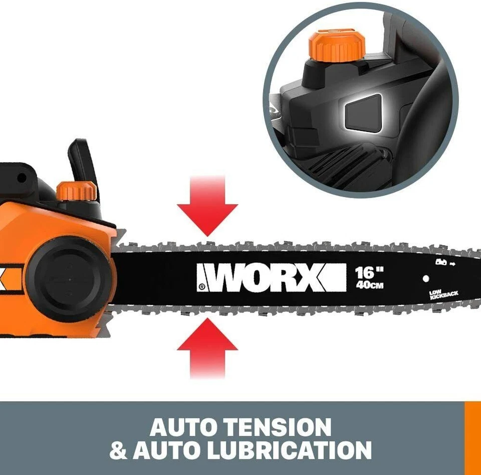 Motosierra Eléctrica WG303.1 Worx 14.5 Amp 16" con Tensión Automática Foto 4 de 4