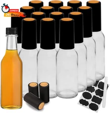 Hot Sauce Bottles with Black Caps, 16 Pack 5Oz Empty Glass Bottles,Woozy Bottle