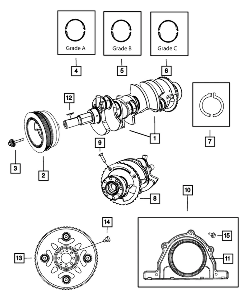 Novo Virabrequim de Rolamento Mopar Genuíno 2003-2024 OE 68102977AB - Imagem 2 de 4