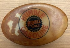 HUMBLE GASOLINE MOTOR OIL  USA MADE OVAL METAL GAS ADVERTISING BADGE
