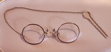 Pincenez Lorgnette Victorian 1800's glasses 10kt gold hair pin on chain