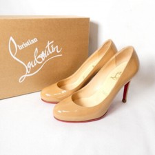 Christian Louboutin Patent Leather Round Toe Pump in Beige US Size5 LTD From JP