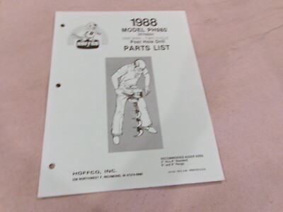 HOFFCO 1988 PARTS LIST PH980 POST HOLE DRILL  ONE MAN TWO CYCLE 207886H