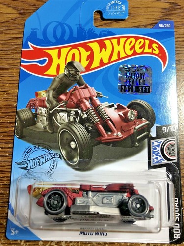 2020 Hot Wheels Maroon Moto Wing Rod Squad 9/10 Car 96/250 Factory Sealed Set