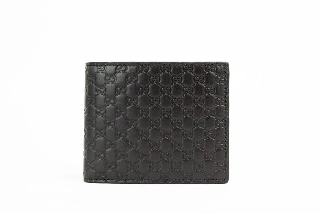 Gucci Men's Microguccissima GG Black Leather Bifold Wallet