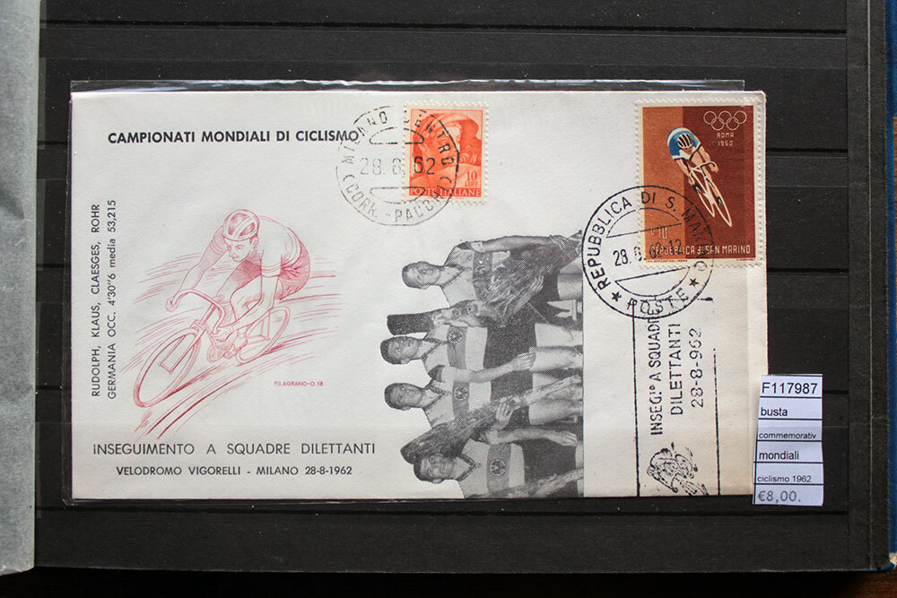 BUSTA COMMEMORATIVA MONDIALI CICLISMO 1962 INSEGUIMENTO A SQUADRE