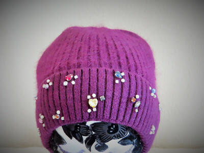 Adjustable Beaded Beanie Cap, Knitted 