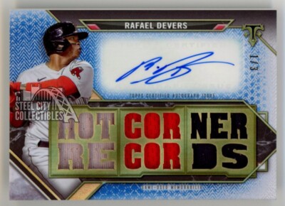 Rafael Devers 2021 Topps Triple Threads Blue Autograph Jersey Card