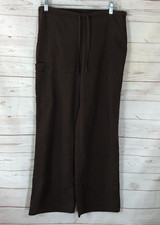 SB Scrubs Womens Pants Size X-Small multi Pocket Drawstring Elastic waist Brown