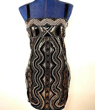 NWT Nasty Gal Sequin Bodycon Dress Black Gold Sequin Embroidered Miss Koo Medium