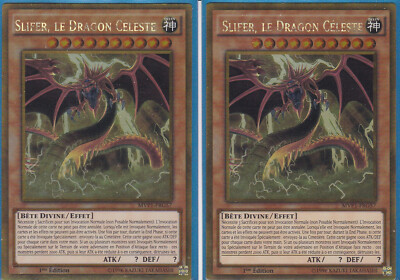 Yu-Gi-Oh! 2x Slifer der Himmlische Drache MVP1-FRG57 1. Auflage Gold Rare WIE NEU!