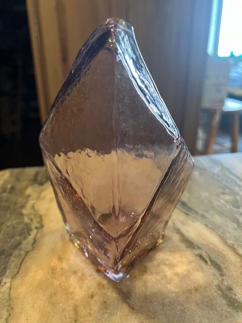 Florero transparente de vidrio soplado a mano decorativo de poliedro amatista 6,5" Foto 4 de 4