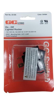 SPST On-Off 15A Rocker Switch Red Lamp | eBay