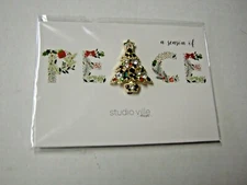 Christmas Tree Brooch/Pin By Transpac, Multicolor Rhinestones, 1.5" x 1.25", New