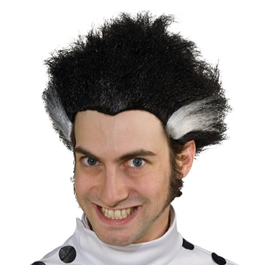 Black Wig White Streaks Freakazoid Mad Scientist Bride Of