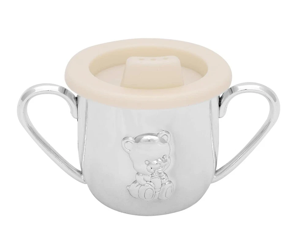 Schnabelbecher Babybecher Kindertasse versilbert Bärchen Trinklernbecher Gravur - Bild 1 von 4