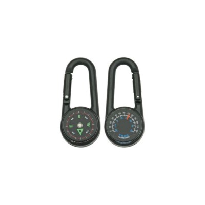 Explorer Compass / Thermometer In One With Integrated Carabiner Black Casing