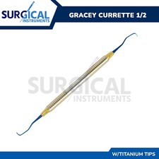 Dental Gracey Curettes 1/2 Blue Titanium Tips with Gold Hollow Handle German Gr