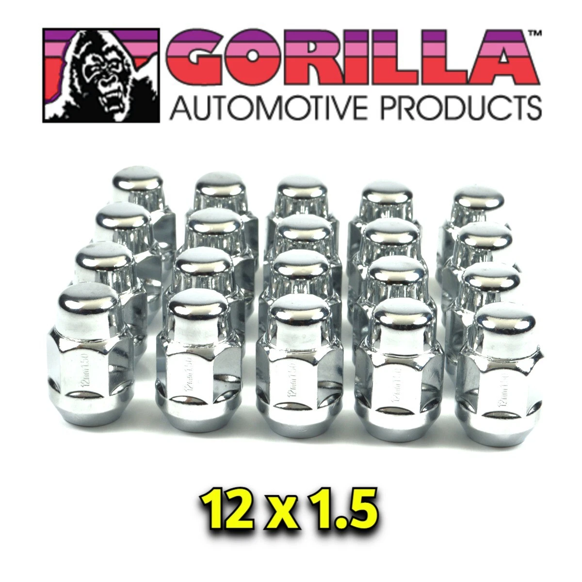 20 Dadi Per Cerchioni M12x1.5 – Nero Cromato Bulge Acorn – Ghiera Auto – Wheel Accessories - Foto 6