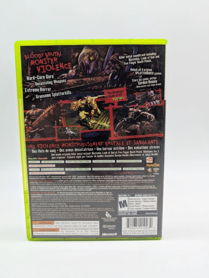 Splatterhouse (Microsoft Xbox 360, 2010) NAMCO, CIB EX Condition, Tested! - Image 2 of 4