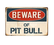 garden outdoor wall art beware of pit bull metal tin sign