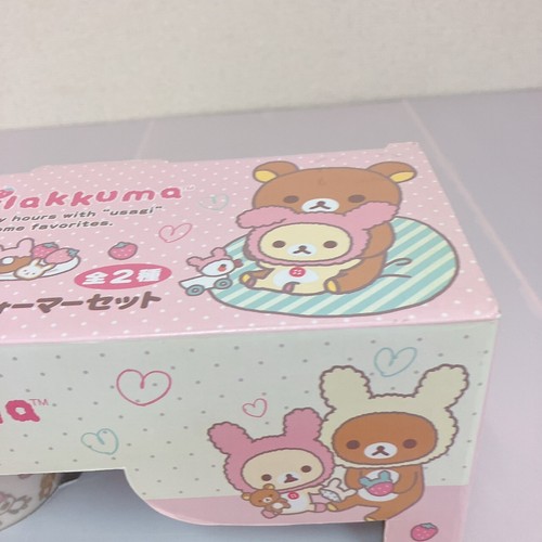 San-X Rilakkuma Rabbit Cup Warmer Set with Tumbler Box White Strawberry Candy JP - Picture 4 of 24