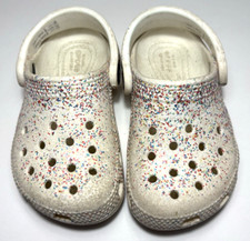Crocs Girls Classic Starry Glitter Clog White Shoes Toddler Size C7