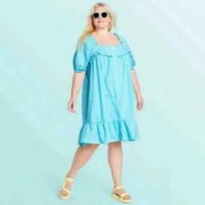 Stoney Clover Lane x Target Blue Linen Blend Ruffle Dress Size 3X