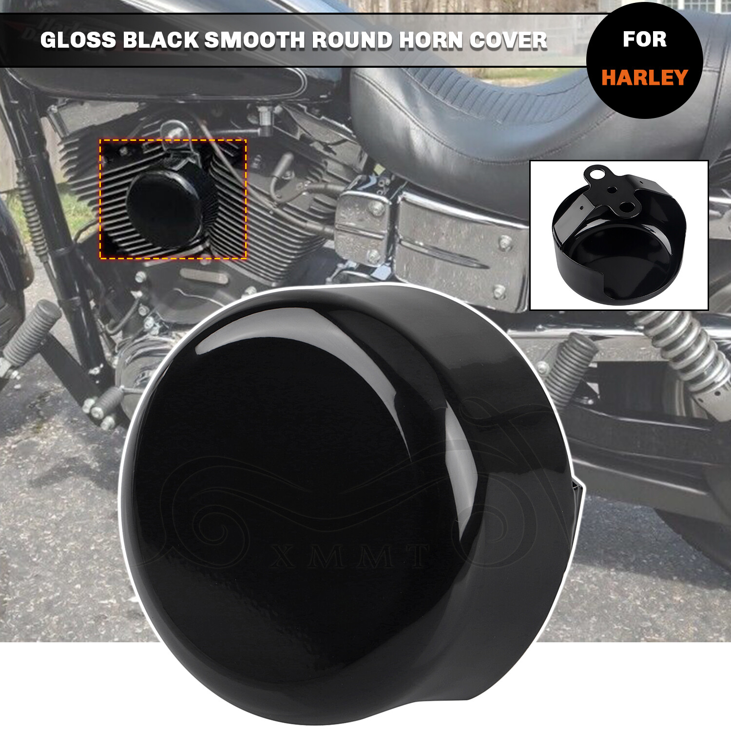 Black Smooth Horn Cover Fit For Harley Dyna FXDB FXDWG Electra Glide