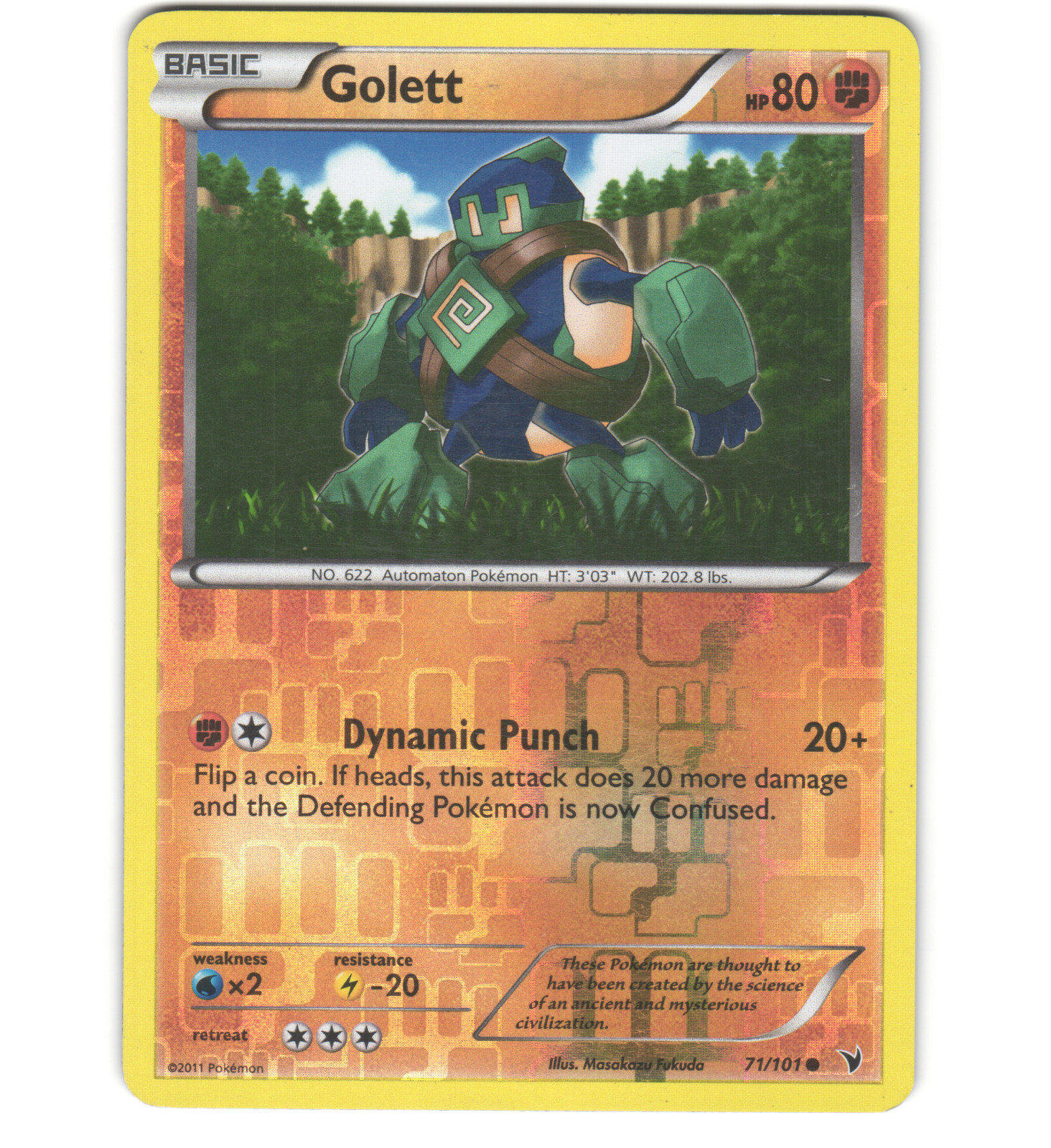 Pokemon 2011 Moderate Play Golett Noble Victories REVERSE 71/101 Card