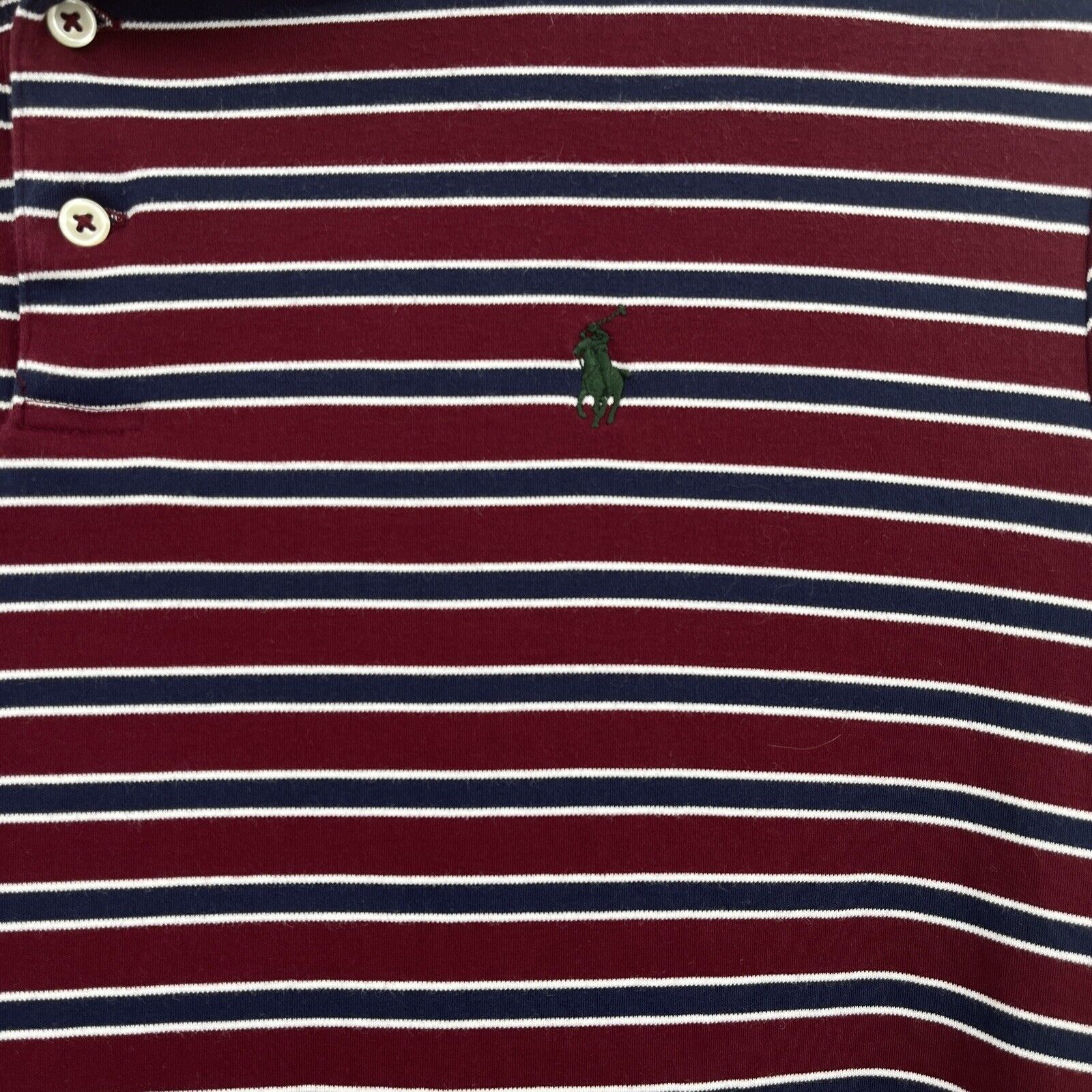 Polo Ralph Lauren Rugby Camicia Uomo XXL Marrone Blu Riga Manica Corta Logo Pony