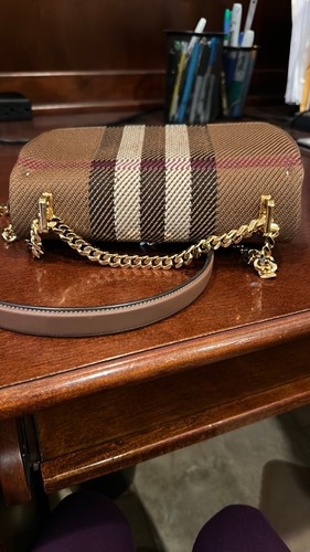 Authentic BURBERRY Women's UNI Brown Black LOLA TB Quilted Cashmere Small Bag - Picture 2 of 10