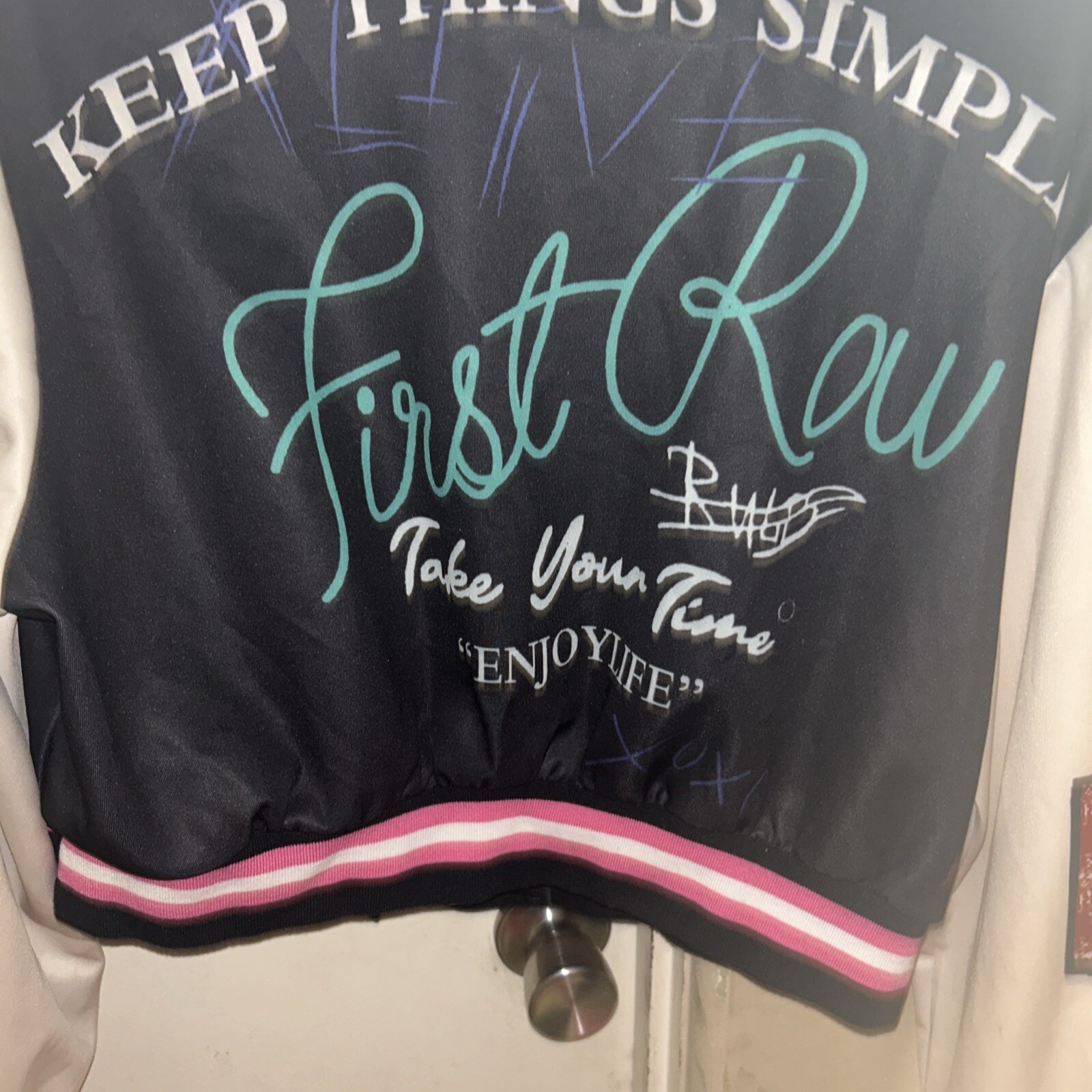 First Row Multi Patch Varsity Bomber Jacket “Keep… - image 13