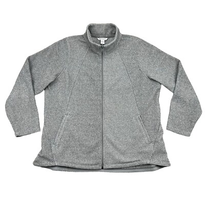 Athleta Stroll Fleece Jacket Womens 2X Gray Full Zip Pockets Casual