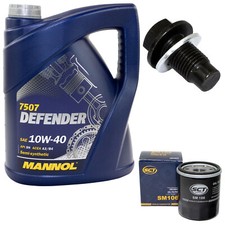 Motoröl Set 10W-40 5 Liter + Ölfilter SM 106 + Schraube für Citroen C1 Peugeot