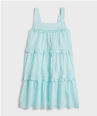 NWT J. Crew Crewcuts Girls Tiered Beach Dress Soft Aqua Blue size LARGE