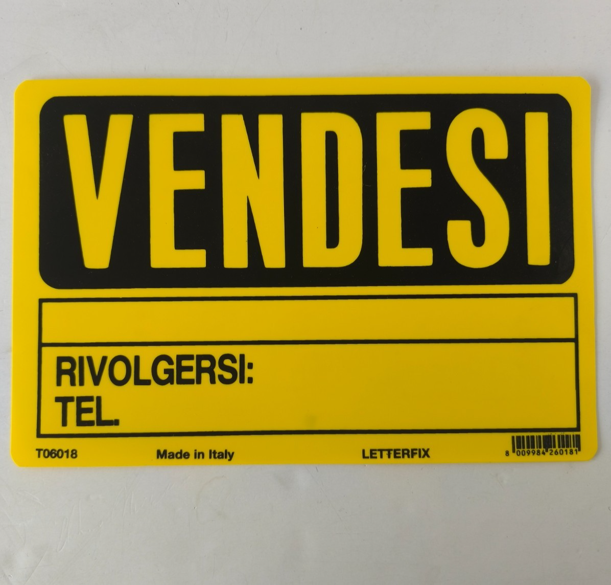 CARTELLO SEGNALETICO "VENDESI" IN PVC DA CM.30X20H. CIRCA ART.T06018