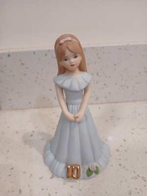 Enesco Growing Up Girls Vintage Figurine Brunette Girl Age10