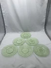 6 Hocking CAMEO Ballerina BREAD PLATE Saucer 6" 8" GREEN Depression Uranium