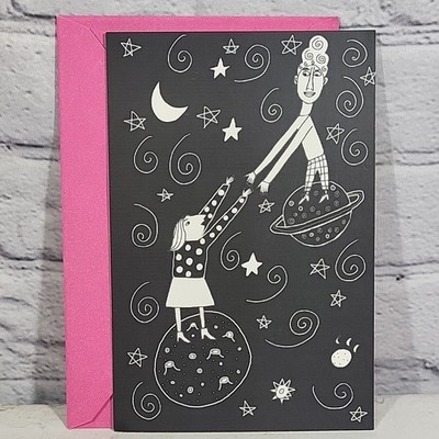 Winking Moon Press Birthday Card Space Galaxy Themed Im Glad Our Worlds Collided